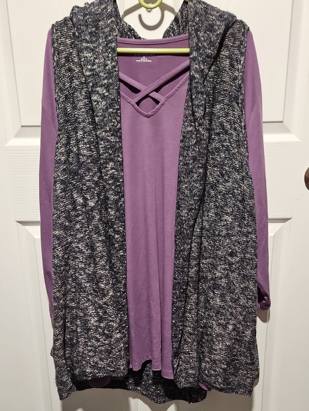 Catherines Purple Top with Marled Vest (Mixed Sizes)